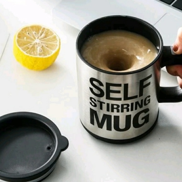 New In Box Self Stirring Insulated Mug w/ Push Button & Lid 11.84 Fluid Ounces - Picture 3 of 13